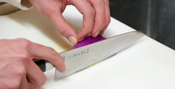 紫玉ねぎの薄切り比較